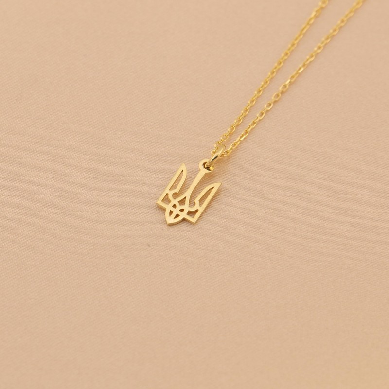 Sterling Silver Ukrainian Tiny 1 cm Trident/Trizub Necklace Pendant with