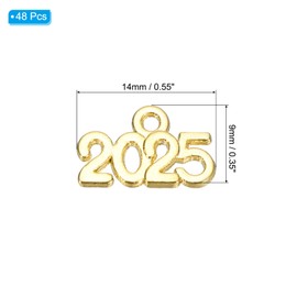 PATIKIL 2025 Graduation Tassel Charm, 48 Pcs Alloy 2025 Year Mini Letter Charm for Graduation Tassel Graduation Cap Necklace Pendant DIY Key Making, Gold