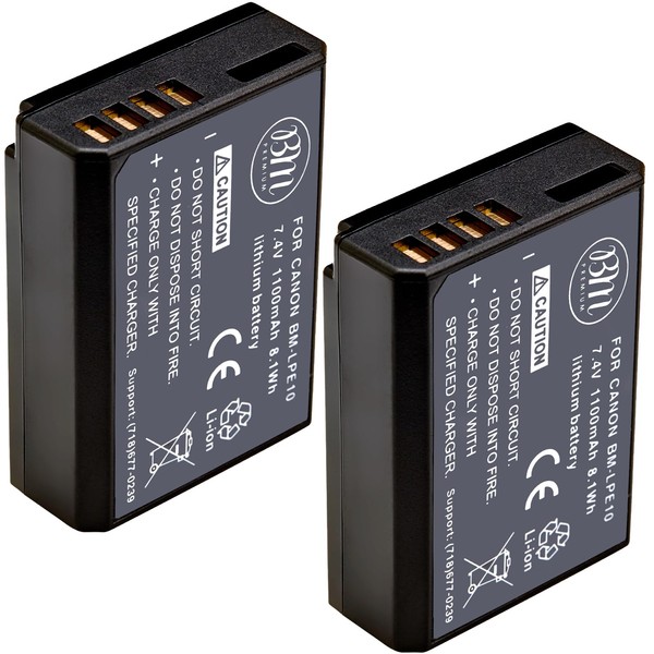 BM Premium 2-Pack of LP-E10 Batteries for Canon EOS Rebel