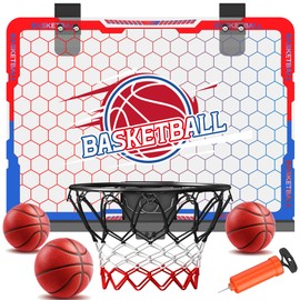 flybakiz Mini Over The Door Basketball Hoop for Kids Boys Age 3-12, Indoor Space Saving Basketball Goal Sports Game for Bedroom Living Room Office