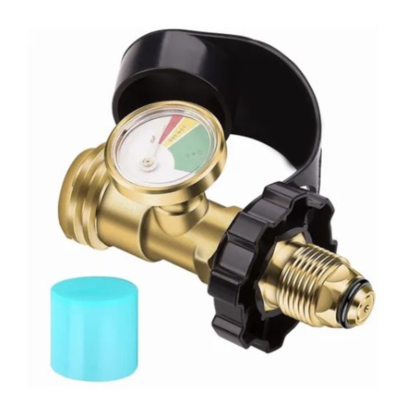 POL to QCC Thread Gas Tank Refill Adapter with Gauge