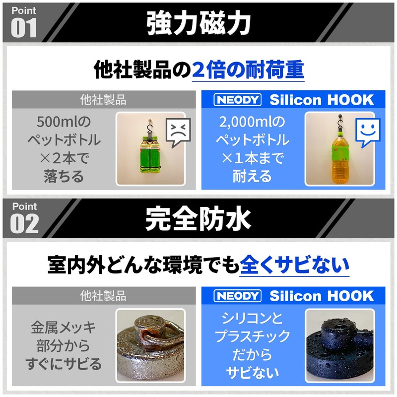NEODY SH-0108-B Magnetic Hook, Strong Neodymium, Magnetic Hook, Silicon HOOK