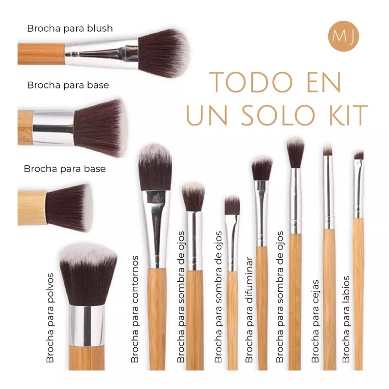 Mist Jewel Brochas De Maquillaje Bambú Ecológicas 11 Pcs