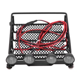 Roof Rack Luggage Carrier With LED Lights Round for Axial SCX10 1/10 RC Car (2 White 2 Red)