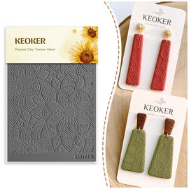 KEOKER Polymer Clay Texture Sheets Set, Works with Boho Polymer Clay Cutter,The Same Effect as Polymer Clay Texture Roller, Boho Texture Sheets for Polymer Clay, Clay Earring Molds for Earrings (2)