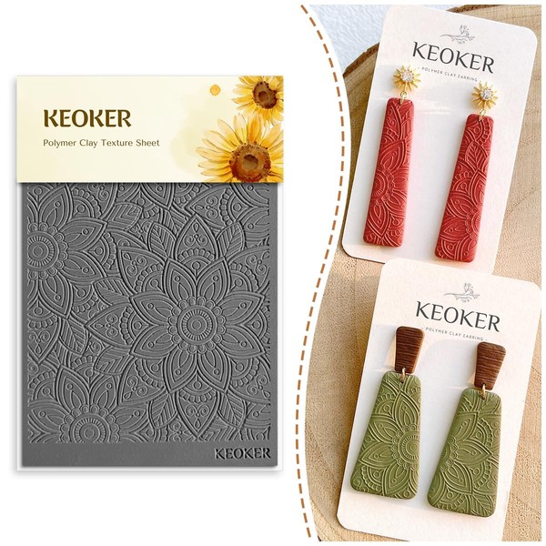 KEOKER Polymer Clay Texture Sheets Set, Works with Boho Polymer