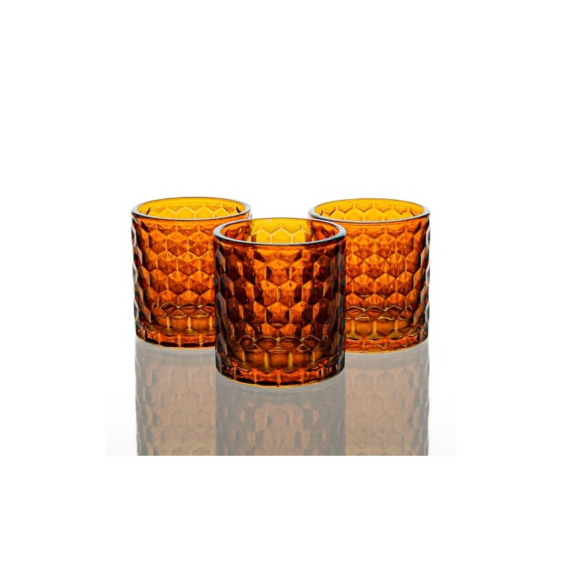 Richland Amber Chunky Honeycomb Glass Votive & Tealight Candle Holder