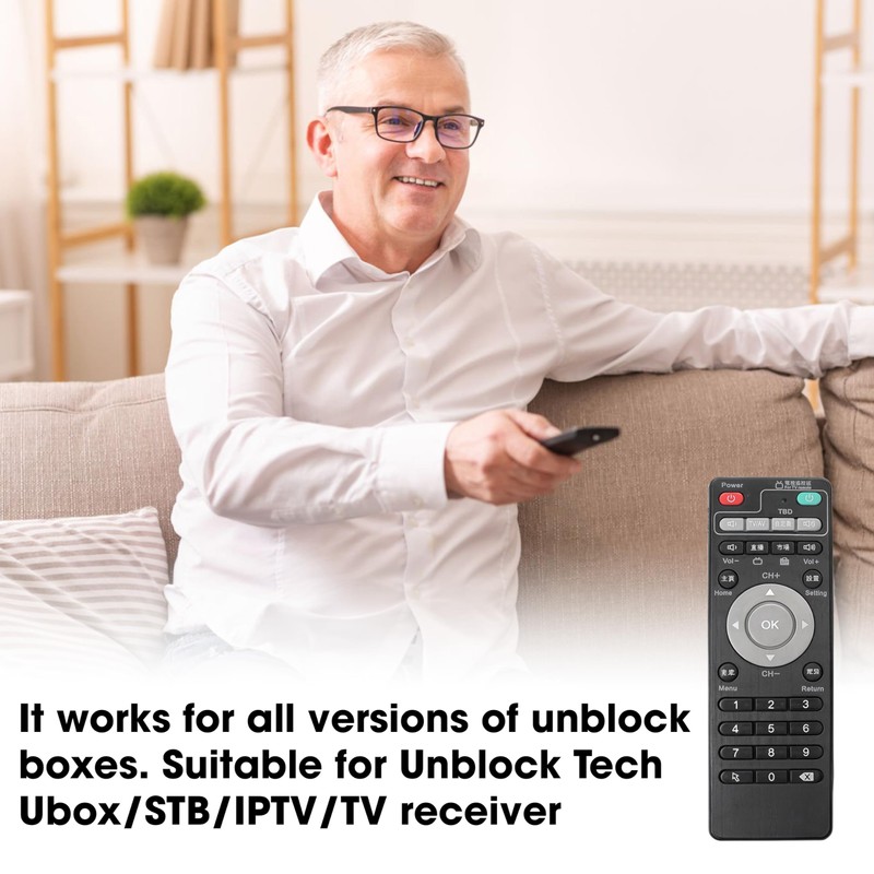 Remote Control for Unblock Tech Ubox Smart TV Box, Compatible