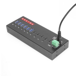 Gearmo 10 Port USB Hub w/ 6 Type-A & 4 Type-C Ports, Power Supply Included, 5-10Gbps Speed, ESD Protection