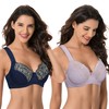 Curve Muse Women's Plus Size Unlined Underwire Lace Bra with
