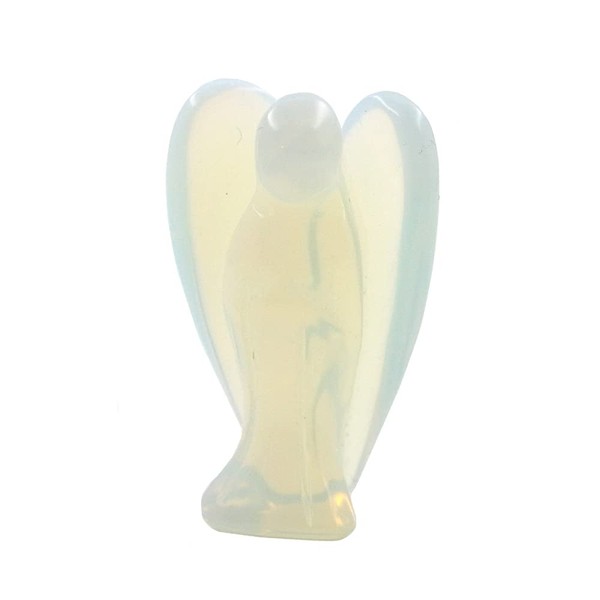 Ouubuuy Opalite Crystal Angel Figurines Statues Natural Gemstone Carved Pocket Guardian Angel 1.5 inch for Healing Reiki Spiritual Gift Cute Meditation Office Room Desk Decor