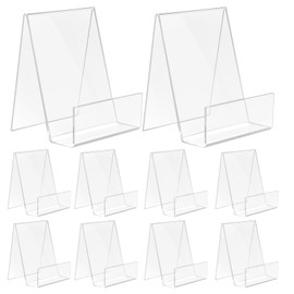 VIDETOL Pack of 10 Acrylic Bookends, Transparent Acrylic Book Stand, 10.5 x 9 x 7.5 cm, Book Stand, Brochure Stand, Goods Carrier for Books, Crafts and Photos