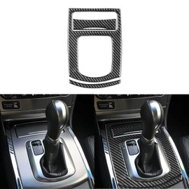 NVCNX Real Carbon Fiber Compatible with Infiniti G37 G25 Q60 Q40 X 2011-2015 Sedan Coupe Convertible Car Accessories Interior Trim Center Console Gear Shift Panel Cover Sticker Black - A