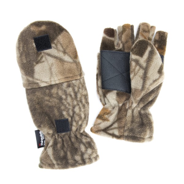 MUK LUKS mens Muk Luks Fleece Flip Mitten-grey Winter Gloves,