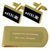 Evolution Ape to Man Drummer Gold-tone Cufflinks Money Clip Engraved