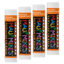 Maui Mike's Lip Balm in Orange (4 Pack) Vitamin E, Aloe Vera and Beeswax. Take Your Lips on a Hawaiian Vacation. Moisturizing and Smooth. Glides on Smooth Like the Perfect Wave.