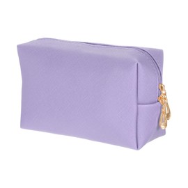 sourcing map PU Leather Square Makeup Bag, Waterproof Cosmetic Organizer Bag Zipper Pouch Travel Toiletry Bag for Women for Makeup Brush Holder (Purple, Small)