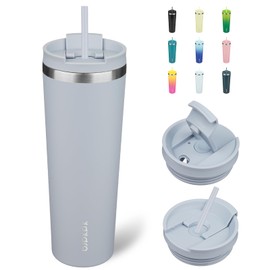 BJPKPK 30oz Stainless Steel Insulated Tumbler With lid And Straw Travel Coffee Thermal Tumblers Cup For Women And Men,Modern Blue