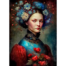 European Woman Rice Paper Poster, 11.5 x 16 inch - 1 Unique Printed Mulberry Paper Art Poster Image 36gsm Visible Fibres for Decoupage Furniture Renovation Crafts.