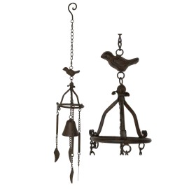 Ebros Gift Cast Iron Rustic Country Morning Bird Relaxing Wind Chime Bell Decor Ornament