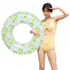 Swim Ring for Adults 90# Extraordinary Adult O Shape Strong Buoyancy Stability Swimming Pool Exuding Beach Summer Vacation Sunbathing Unisex 1 Piece (Four Leaf Clover)