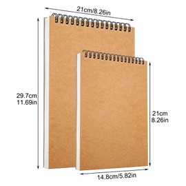 2pcs Sketch Pad Sketchbooks Art Supplies Hardback Sketch Book Spiral Bound Sketch Pad Drawing Pad Paper for Artists Children Adults(29.7 * 21+21 * 14.8cm)