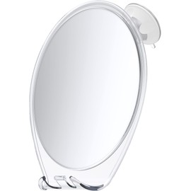 HoneyBull Shower Mirror Fogless for Shaving - with Suction, Razor Holder for Shower & Swivel, Small Mirror, Shower Accessories, Bathroom Mirror, Holds 2 Razors (Extra-Large White)