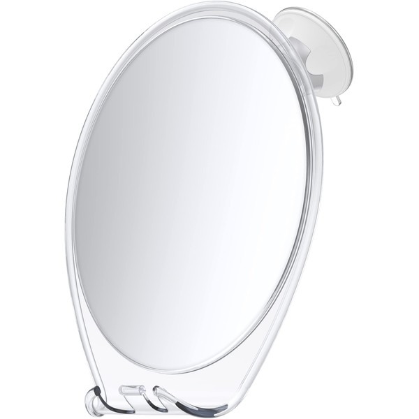 HoneyBull Shower Mirror Fogless for Shaving - with Suction, Razor Holder for Shower & Swivel, Small Mirror, Shower Accessories, Bathroom Mirror, Holds 2 Razors (Extra-Large White)