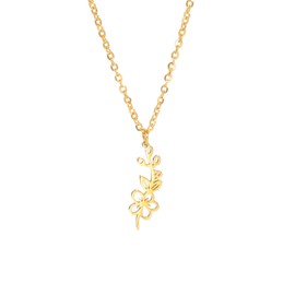 kkjoy Stainless Steel Birth Month Flower Necklace 12 Months Birthday Flower Pendant Necklace Best Friend Necklace Jewellery for Women Girls, 45 + 5 inches, Stainless Steel