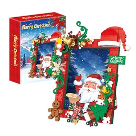 amireed Fun Christmas Picture Frame Building Block Sets 207pieces Craft Kit Kid Room Decor Photo Frame Art Making Kit for Girl or Boy Birthday Gift