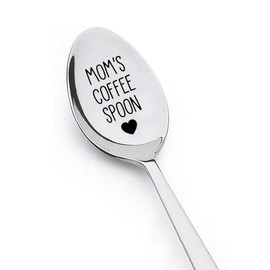 Mom’s Coffee Spoon for Christmas Gifts for Mom Birthday Presents from Daughter Son Engraved Stainless Steel Spoon for Dessert Teaspoon for Mommy Mother Gift from Children