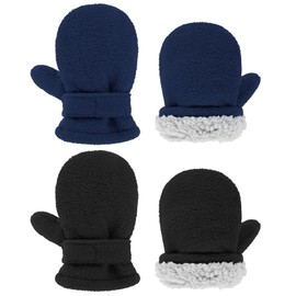 Winter Gloves Toddler Boys Girls Ski Snow Mittens, for Babies 1-6 Years Fleeced Lined Warm Gloves, Black and Navy Blue M