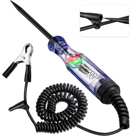 Test Light Automotive, 6V-12V-24V Circuit Tester with Dual Color Polarity Indicator Light for Continuity Voltage Fuse Tester, Car Electrical Test Pen with Stainless Probe for Sedan, SUV, RV, Truck