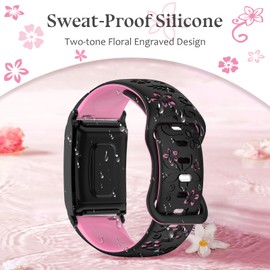 Anpzband Strap Compatible with Whoop Band 5.0/4.0 - Two-tone Engraved Floral Silicone Wristband for Whoops 4.0/5.0 Life MG/Peak/One Fitness Sport Replacement Bracelet Accessories, with Cover
