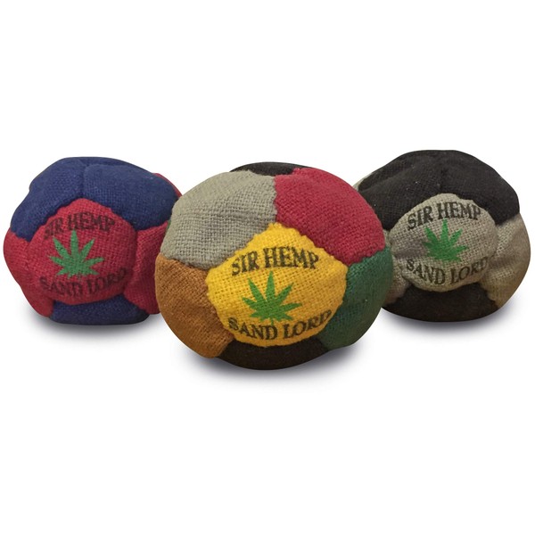 Sir Hemp Sand Lord Footbag Hacky Sack 3 Pack. Hemp Sand-Filled Footbag, Assorted Colors