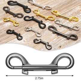 Ruiguang Double Ended Bolt Snaps Hooks Zinc Alloy Trigger Chain Metal Clips Key Holder for Linking Key Chain Dog Leash Collar PET Sling Feed (Brown, 2.75 inch)