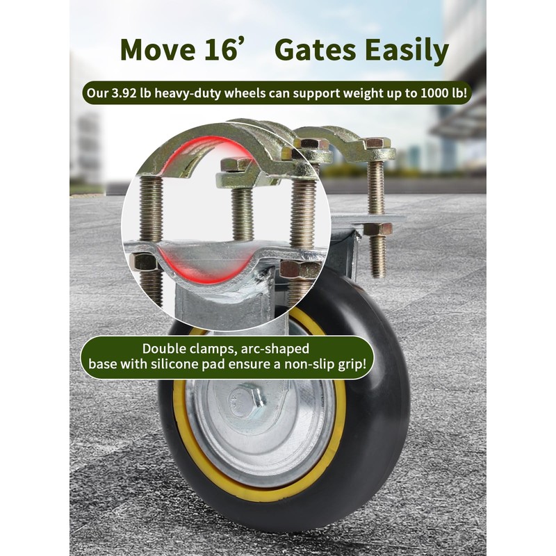Gate Wheels for Metal Tube Gate - 2 Pack 6"