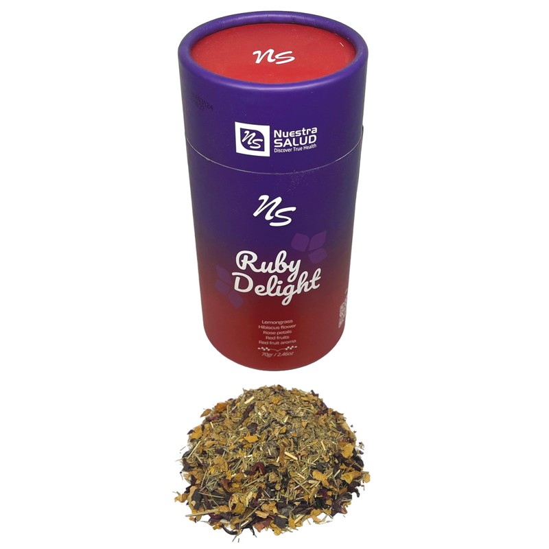 Ruby Delight Herbal Infusion Tea Lemongrass Hibiscus Rose Petals mix