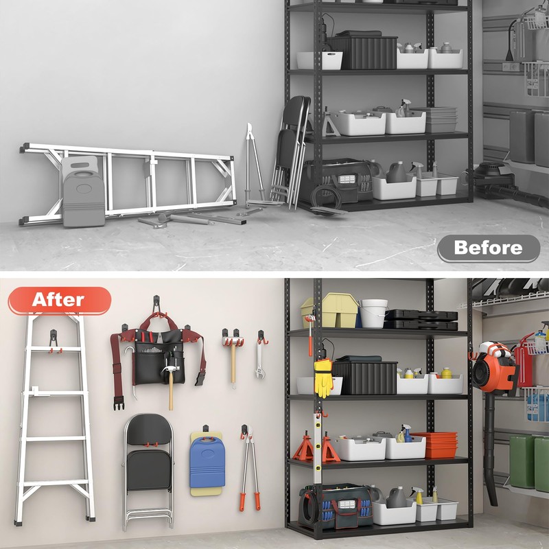 TORACK 15 PCS Garage Storage System Hooks, Shelving Hooks for