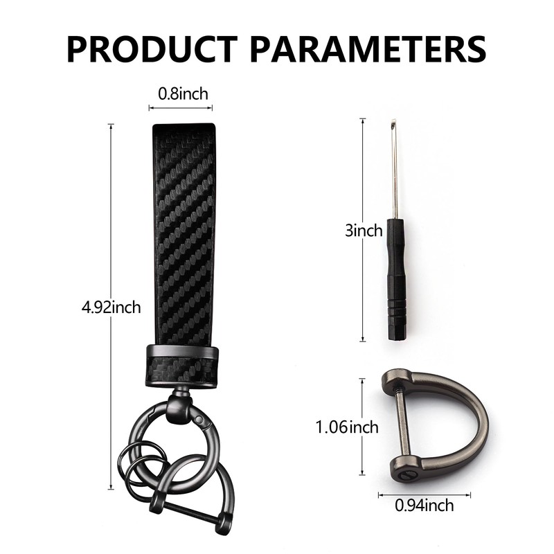 Turcee Leather Car Keychain - Carbon Fiber Interior Key Fob