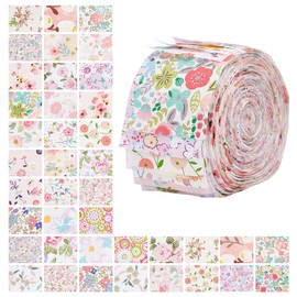 NBEADS Pack of 40 Jelly Rolls Made of Fabric, 100% Cotton Quilting Fabric, 1 m x 6.5 cm, Floral Pattern Fabrics, Stripes, Pre-Cut Quilting Strips for Blanket, Upholstery, Home Decor, Pink