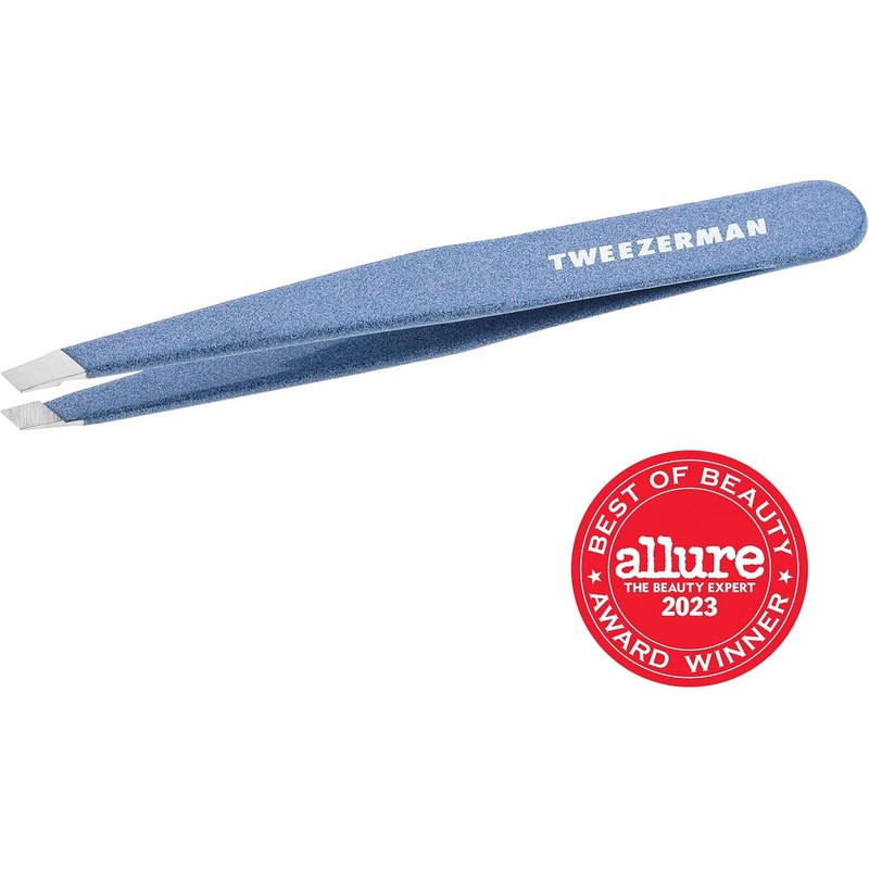 Tweezerman Stainless Steel Slant Tweezer - Eyebrow Tweezers for Women