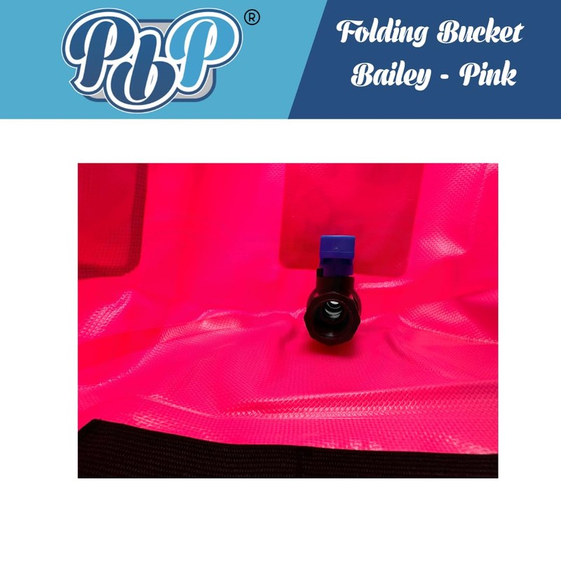 PBP Bailey 30L Folding Bucket with Quick Hose Connector (Pink)