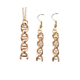 HMOOY Infinity Spiral DNA Double Helix Necklace Earrings Set Chemistry Science Biology Molecule Pendant Jewelry Set for Medical Student (Gold)