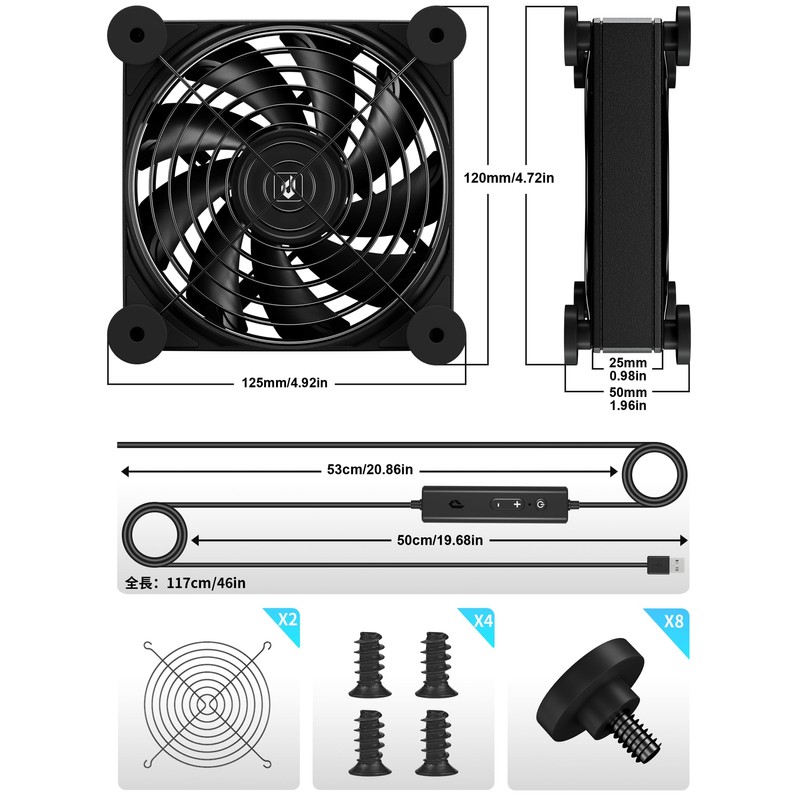 upHere USB Air Cooling Fan 12cm