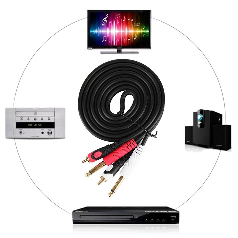 For 2RCA to Double 6.35 Interface Audio Guitar Line Dual