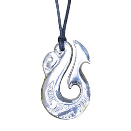 White Cloud New Zealand Chunky Manaia Pendant, Hand Crafted on Adjustable Waxed Cord, Maori Tribal Guardian Jewelry. by William Sturt