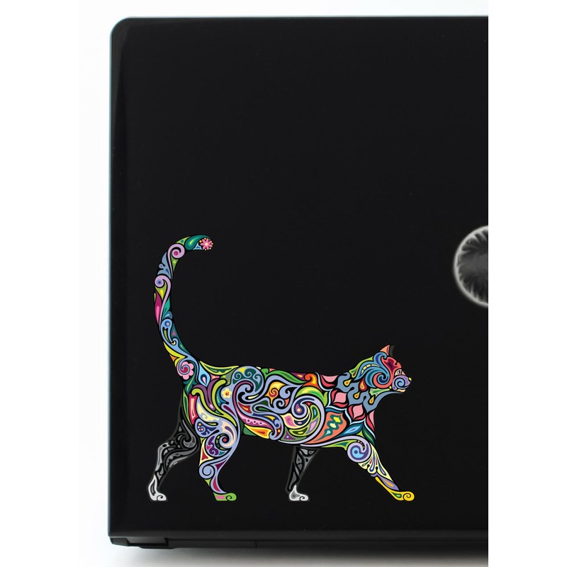 (2 Pack) Cheerful Psychedelic Cat - 3 Inch Full Color