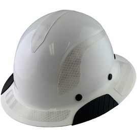 Lift Safety Helmet - Actual Carbon Fiber Full Brim Hard Hat - White with White Reflective Decals with Hard Hat Tote Bag
