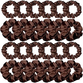 24 piezas de satén coleteros sedosos elásticos para el pelo, cintas para el pelo delgadas, sólidas, soporte para coleta de caballo para mujeres y niña